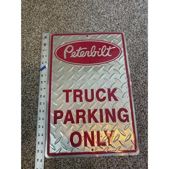 Peterbilt Truck Parking Only Diamond Plate Sign Big Truck - Picture 3 of 4